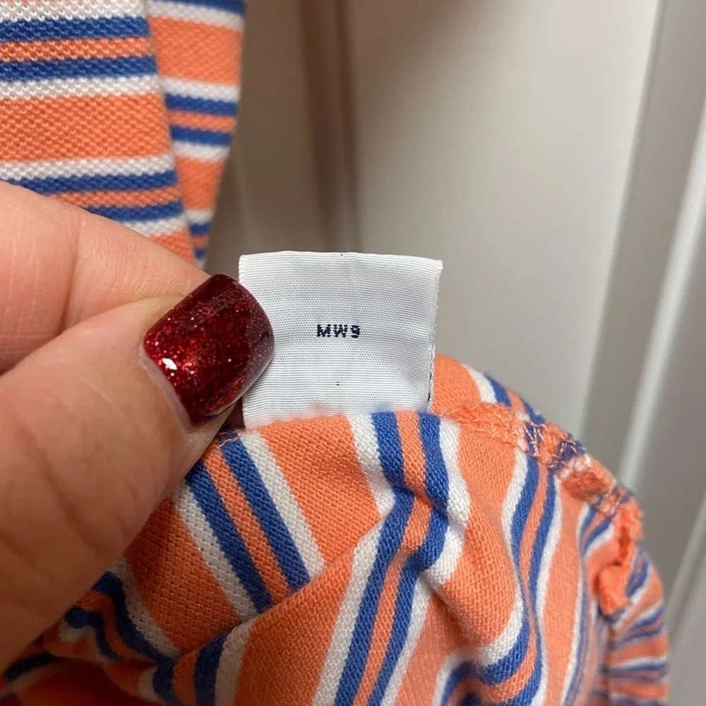 Ralph Lauren Sz XXL Big and Tall Vibrant Light Orange & Blue Striped Polo Shirt